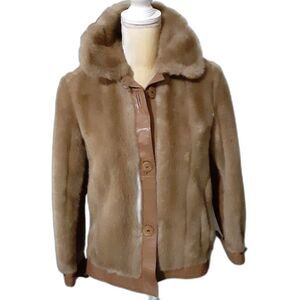 Vintage Tissavel Tocci faux fur bomber jacket size M France soft
